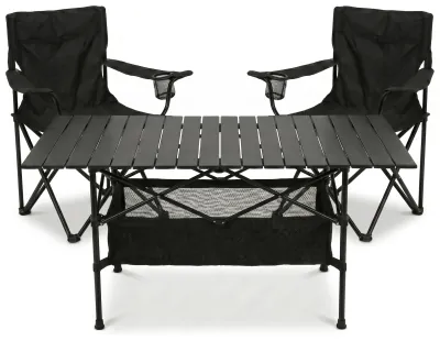 Комплект туристичний - стіл LEOBRO 117x55x50 см та 2 крісла Lite Black