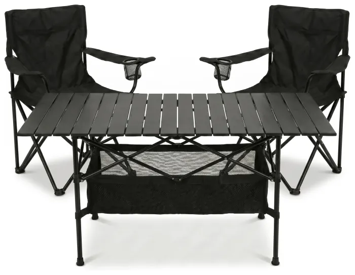 Комплект туристичний - стіл LEOBRO 117x55x50 см та 2 крісла Lite Black