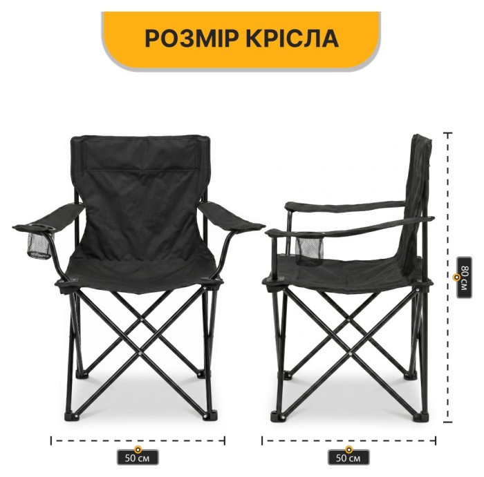 Комплект туристичний - стіл LEOBRO 117x55x50 см та 2 крісла Lite Black