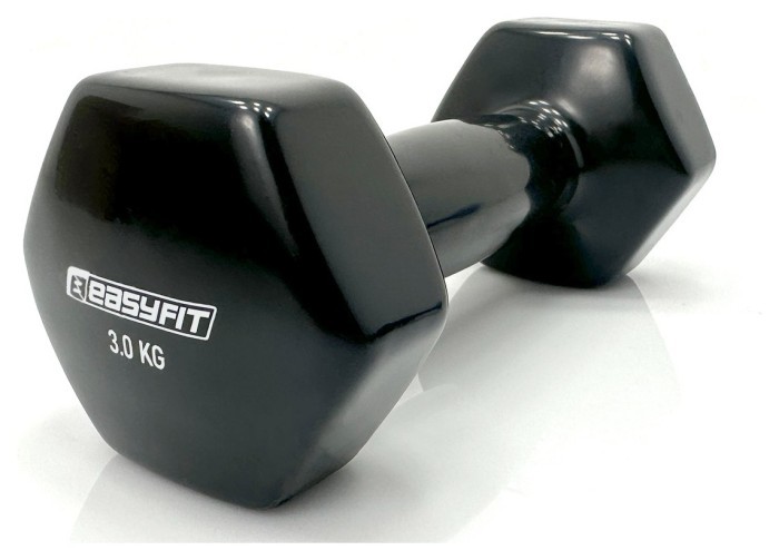 Гантель для фітнесу 3.0 кг EasyFit із вініловим покриттям чорна