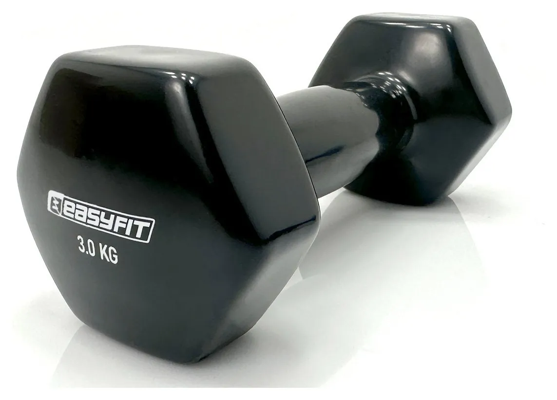 Гантель для фітнесу 3.0 кг EasyFit із вініловим покриттям чорна (Чорний)