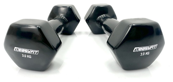 Гантель для фітнесу 3.0 кг EasyFit із вініловим покриттям чорна
