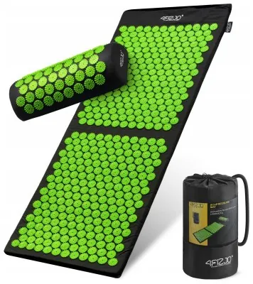 Килимок акупунктурний з валиком 4FIZJO Classic Mat XL Аплікатор Кузнєцова Black/Green (P-5907222931769)