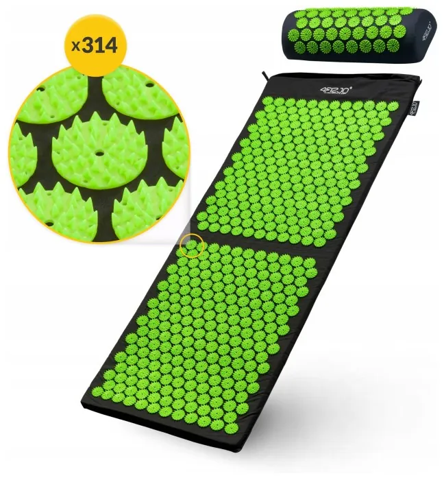 Килимок акупунктурний з валиком 4FIZJO Classic Mat XL Аплікатор Кузнєцова Black/Green (P-5907222931769)