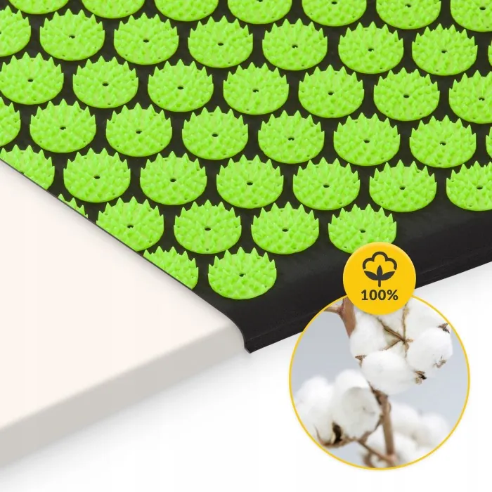 Килимок акупунктурний з валиком 4FIZJO Classic Mat XL Аплікатор Кузнєцова Black/Green (P-5907222931769)