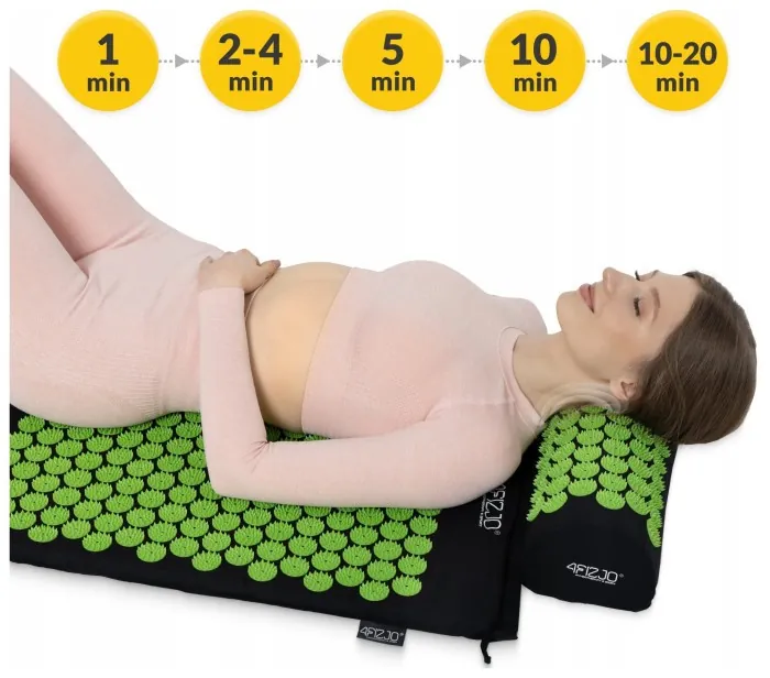 Килимок акупунктурний з валиком 4FIZJO Classic Mat XL Аплікатор Кузнєцова Black/Green (P-5907222931769)