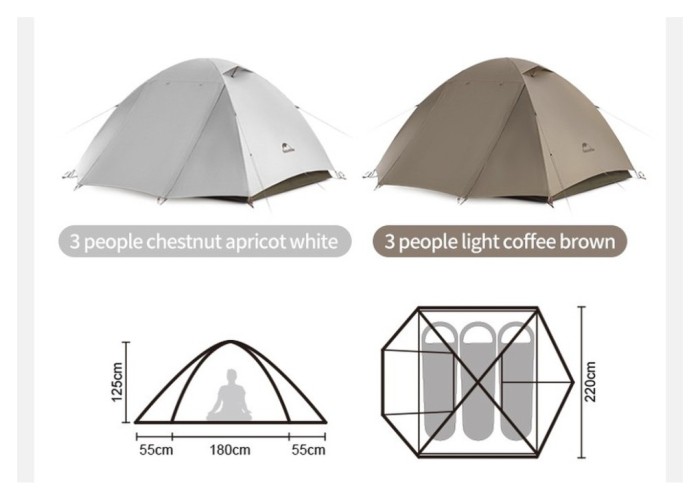 Намет тримісний Naturehike Greek Style CNK2300ZP024 світло-кавовий