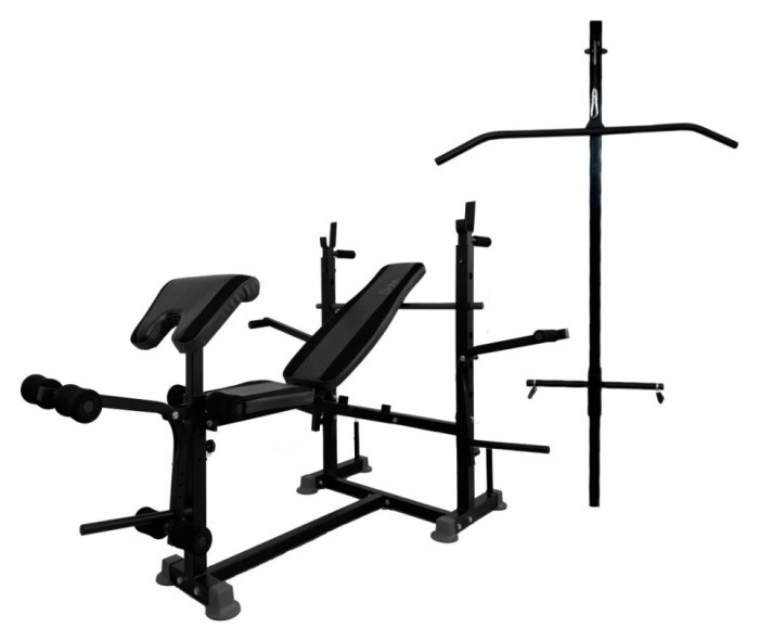 Багатофункціональна лава для жиму 0090 + Тяга + Брусья + Приставка скотта, укр, укр