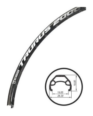 Обод WEINMANN 27,5" (584 Х 19) TAURUS 2000 двойной пистонированный алюминиевый, черный