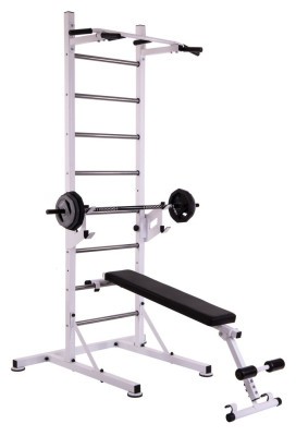 Шведська стінка-стійка пересувна з лавою для преса проф Універсал PRO L-2409