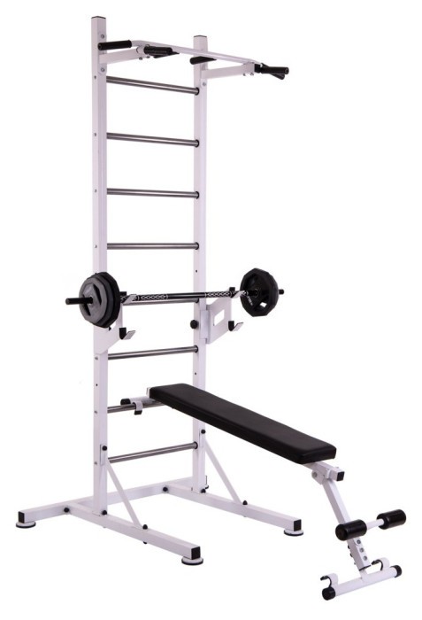 Шведська стінка-стійка пересувна з лавою для преса проф Універсал PRO L-2409, укр, укр