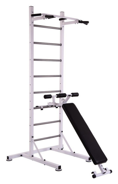 Шведська стінка-стійка пересувна з лавою для преса проф Універсал PRO L-2409