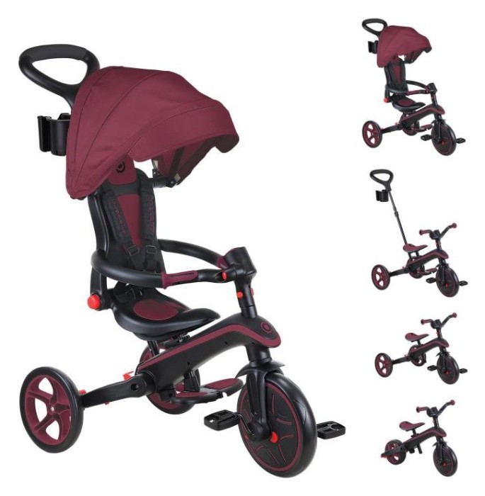 Велосипед дитячий GLOBBER серії EXPLORER TRIKE FOLDABLE 4в1, бордовий, до 20кг, 3 колеса