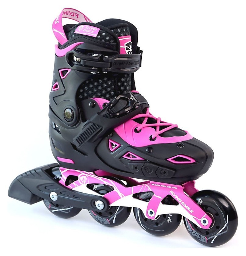 Детские раздвижные ролики Flying Eagle S9 dual density розовые 27-31