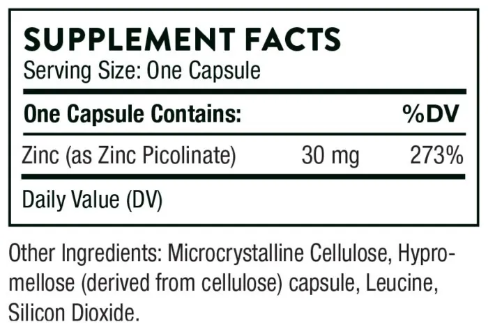 Zinc Picolinate 30 mg - 60 caps