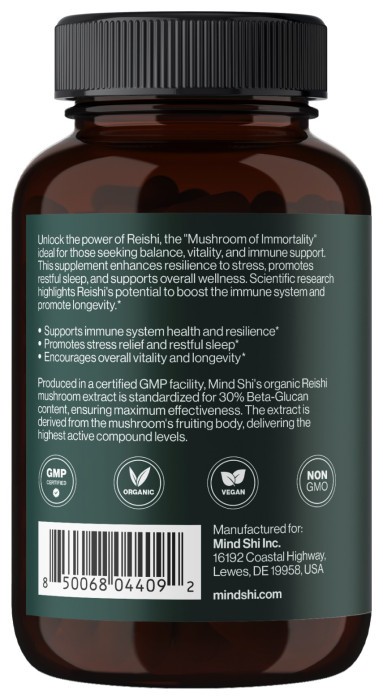 Reishi Mushroom 1000 mg – 60 vegcaps (Без этикетки)