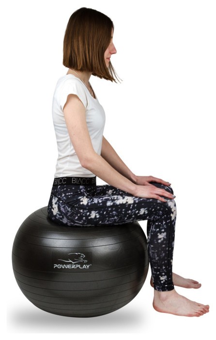 М'яч для фітнесу (фітбол) PowerPlay 4001 Ø65 cm Gymball Чорний + помпа