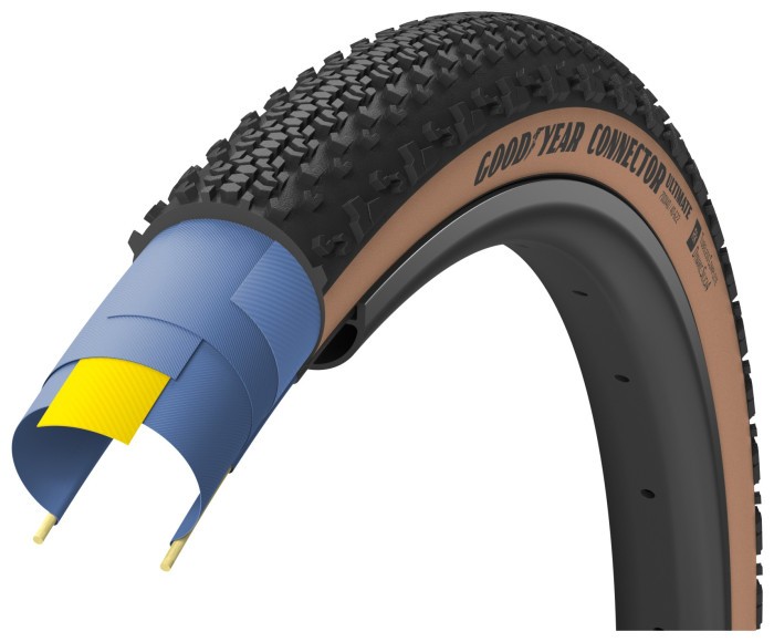 Покрышка 700x45 (45-622) GoodYear Connector Ultimate Tubeless Complete Folding Blk/Tan, 120tpi