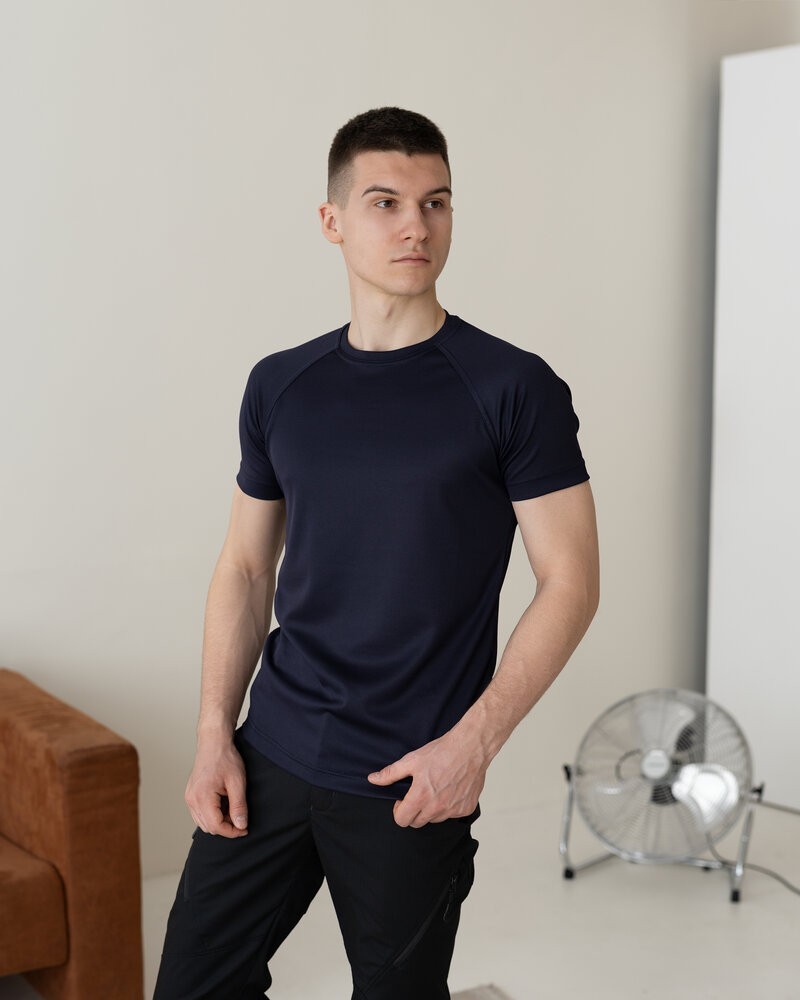 Тактична мілітарі футболка кулмакс темно-синя чоловіча Pobedov Ergo