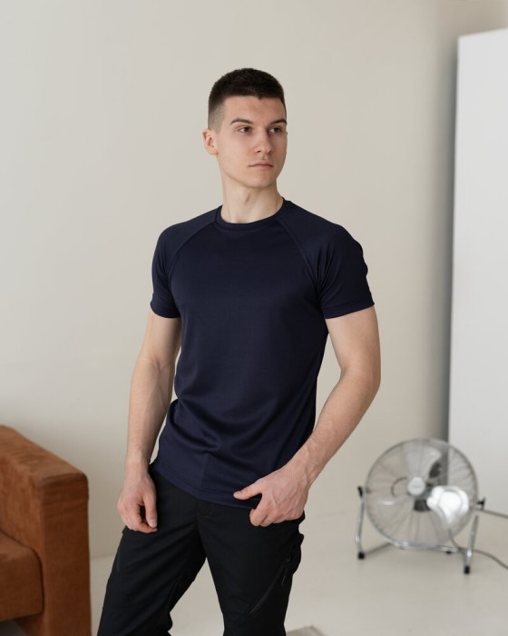 Тактична мілітарі футболка кулмакс темно-синя чоловіча Pobedov Ergo, укр, укр