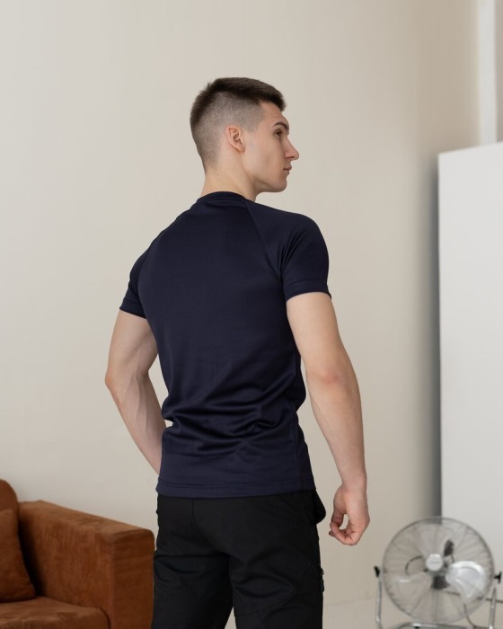 Тактична мілітарі футболка кулмакс темно-синя чоловіча Pobedov Ergo, укр, укр