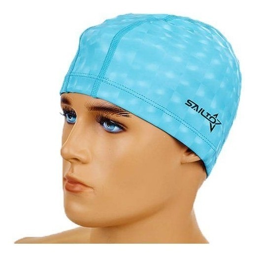 Шапочка для плавання SAILTO PL-5572 (поліуретан), блакитна, укр, укр