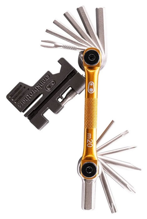 Мультитул Crankbrothers M20, 2/2.5/3/4/5/6/8мм, T10/Т25, Phillips #1/2, flat #1, инструмент для бескамерных шин ключи для спиц, выжимка цепи, черный