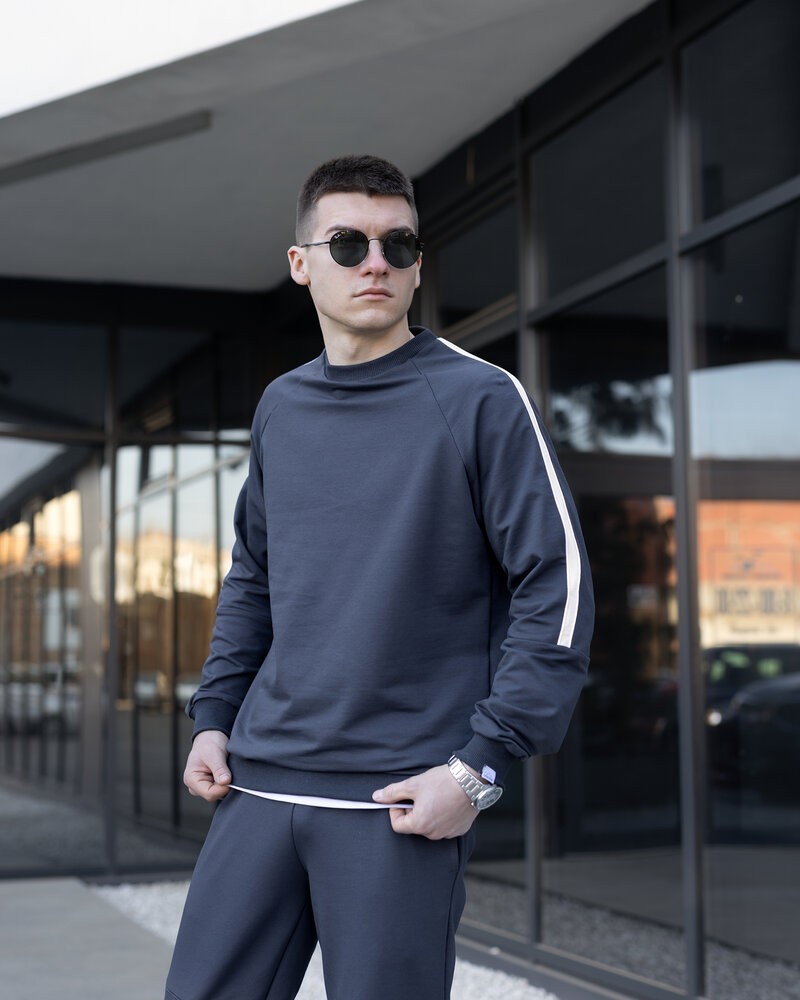 Демисезонный спортивный костюм Pobedov Black Moon. Темно-серый спортивный костюм для мужчин