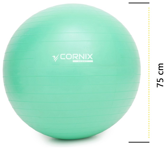 М'яч для фітнесу (фітбол) Cornix 75 см Anti-Burst XR-0366 Mint
