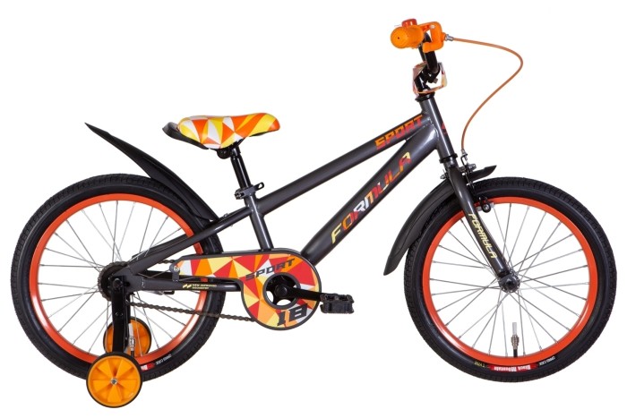Велосипед ST 18" Formula SPORT з крилом Pl 2022 (сірий з помаранчевим), укр, укр