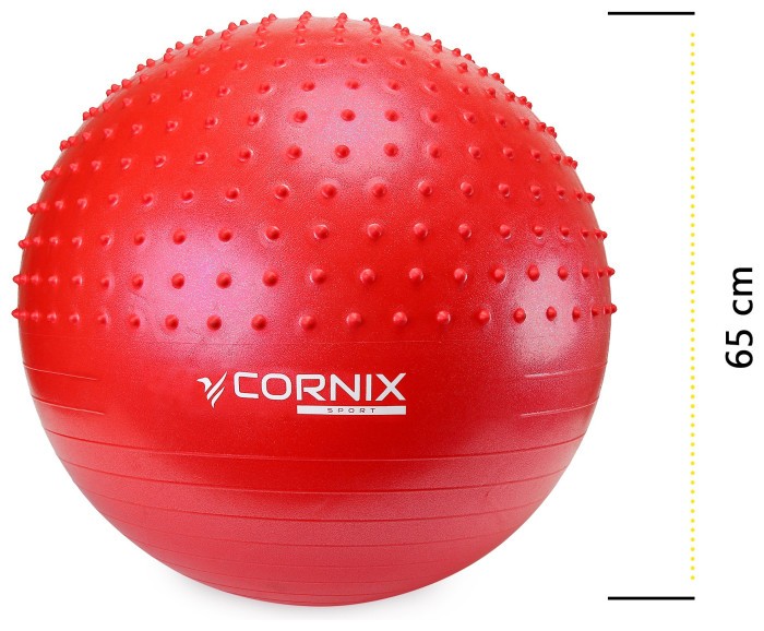 М'яч для фітнесу (фітбол) Cornix 65 см напівмасажний Anti-Burst XR-0478 Red