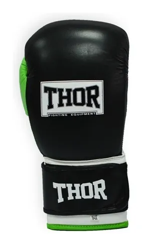 Рукавички боксерські THOR TYPHOON 16oz / шкіра / чорно-зелено-білі