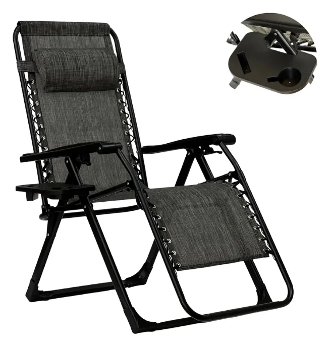 Розкладне крісло шезлонг LEOBRO Zero Gravity Premium Grey (LB-ZGC-G2-GRY)