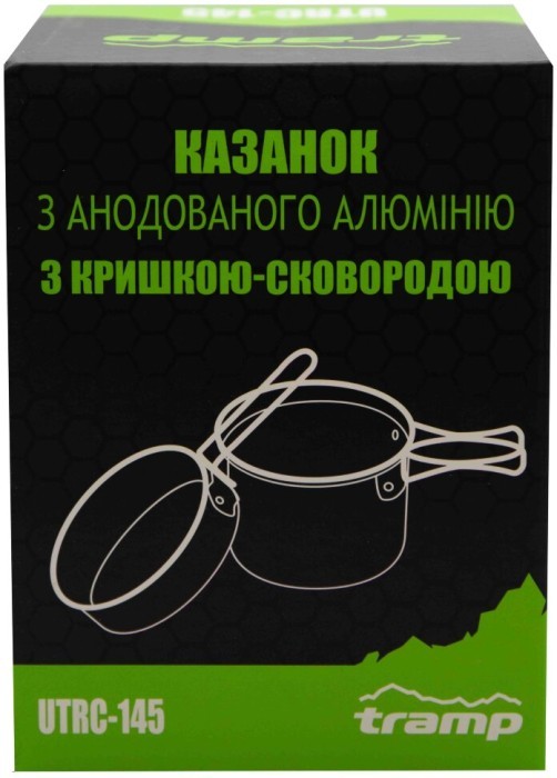 Кастрюля-кружка Tramp анодована з кришкою-сковорідкою 0,75+0,5л UTRC-145 (039), укр, укр
