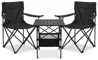Комплект туристичний - стіл LEOBRO 52x52x50 см та 2 крісла Lite Black