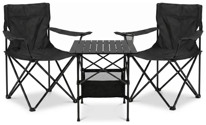 Комплект туристичний - стіл LEOBRO 52x52x50 см та 2 крісла Lite Black