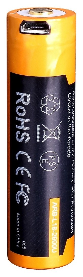 Акумулятор 18650 Fenix (2600 mAh) micro usb зарядка