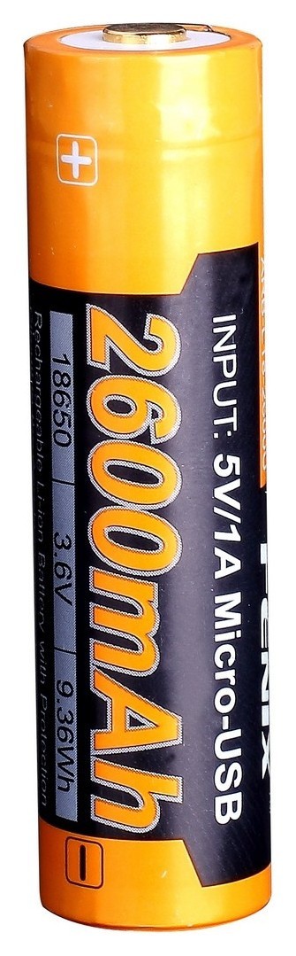 Акумулятор 18650 Fenix (2600 mAh) micro usb зарядка, укр, укр