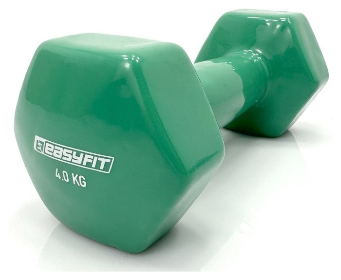 Гантель для фітнесу 4.0 кг EasyFit із вініловим покриттям зелена
