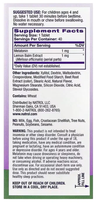 Kids Melatonin 1mg - 40 tabs