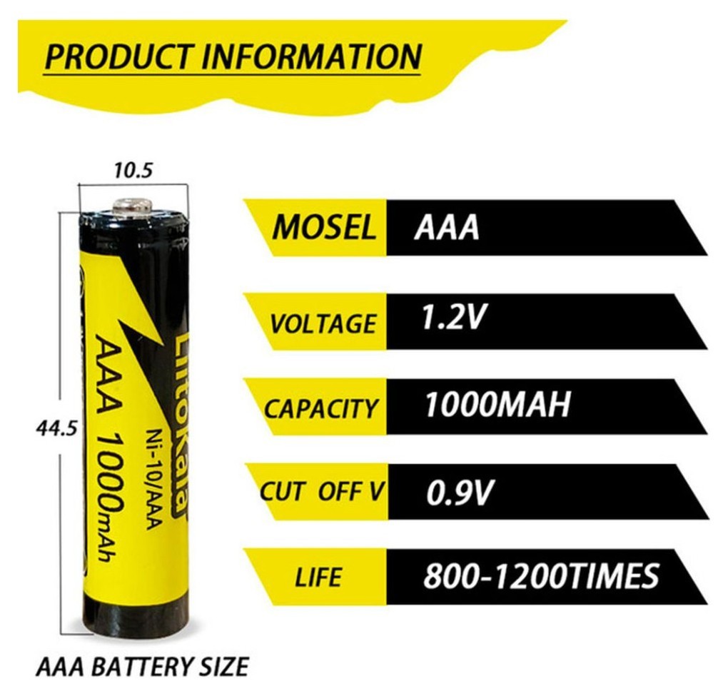 Акумулятор LiitoKala Ni-10/AAA 1.2V AAA 1000mAh battery