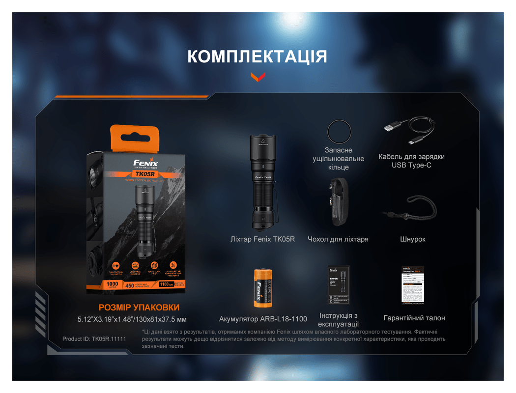 Тактичний ліхтар ручний Fenix TK05R, укр, укр
