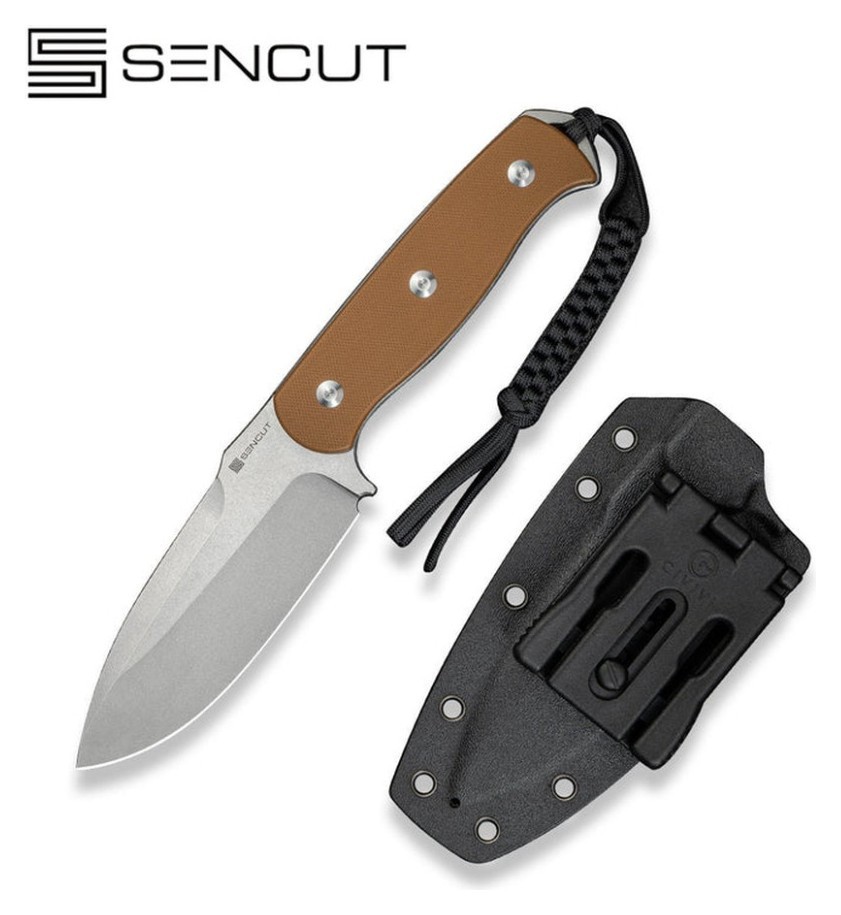 Ніж фіксований мисливський Sencut Toxodon, (11.6 см) 9Cr18MoV / G10 коричневий, укр, укр