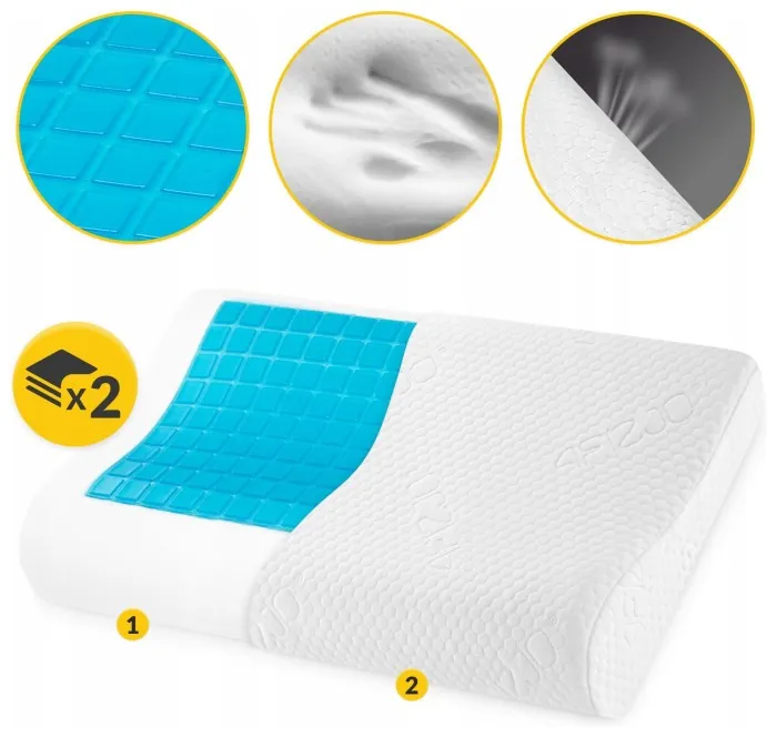 Подушка ортопедична 4FIZJO Ergo+ 40 x 60 см охолоджуюча для сну White (P-5907739317025)