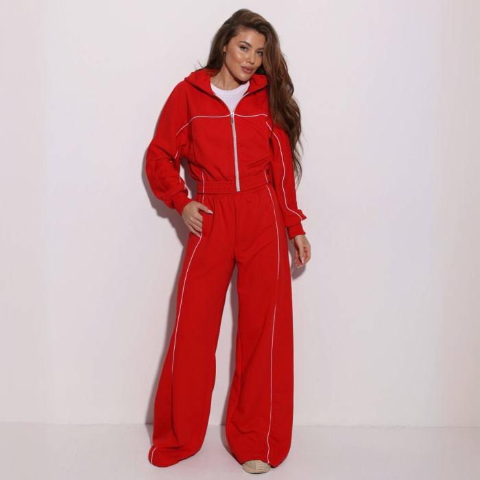 Костюм женский с карманами Slavni красный, Костюм Slavni Tenzi женский на молнии красный