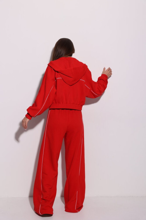Костюм женский с карманами Slavni красный, Костюм Slavni Tenzi женский на молнии красный