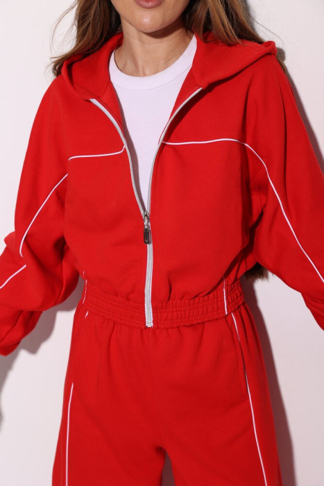 Костюм женский с карманами Slavni красный, Костюм Slavni Tenzi женский на молнии красный