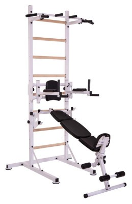 Шведська стінка-стійка пересувна з лавкою для преса Універсал Wood PRO L-2410