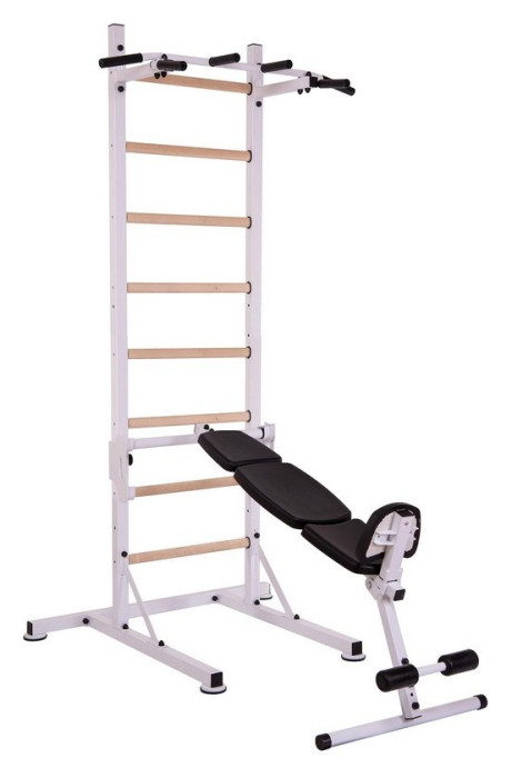 Шведська стінка-стійка пересувна з лавкою для преса Універсал Wood PRO L-2410