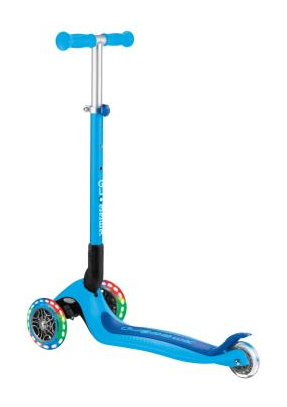 Самокат GLOBBER серии PRIMO FOLDABLE LIGHTS, голубой, колеса с подсветкой, 50кг, 3+